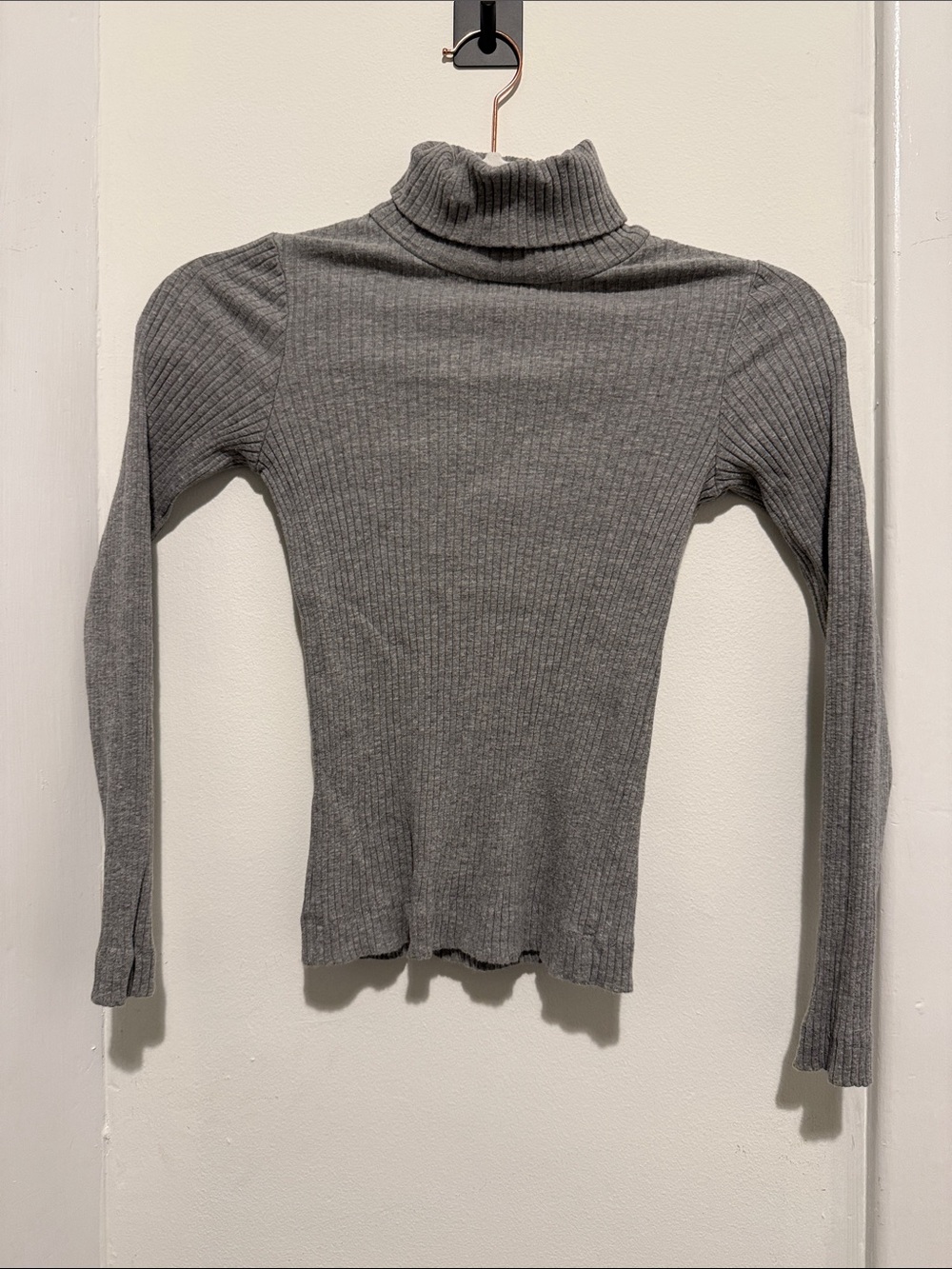 Zara Light Gray Rib-Knit Turtleneck
